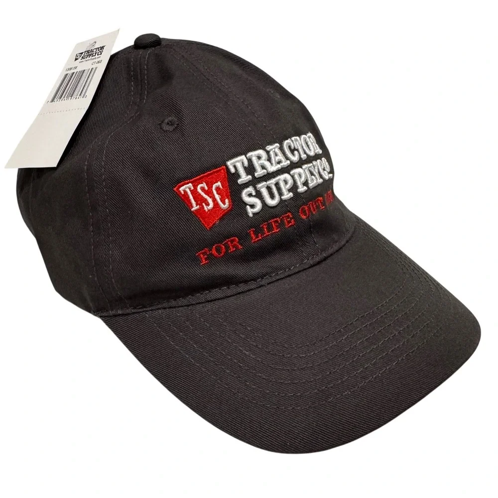 Tractor Supply Co Hat Mens Black Red Embroidered For Life Out Here Baseball Cap